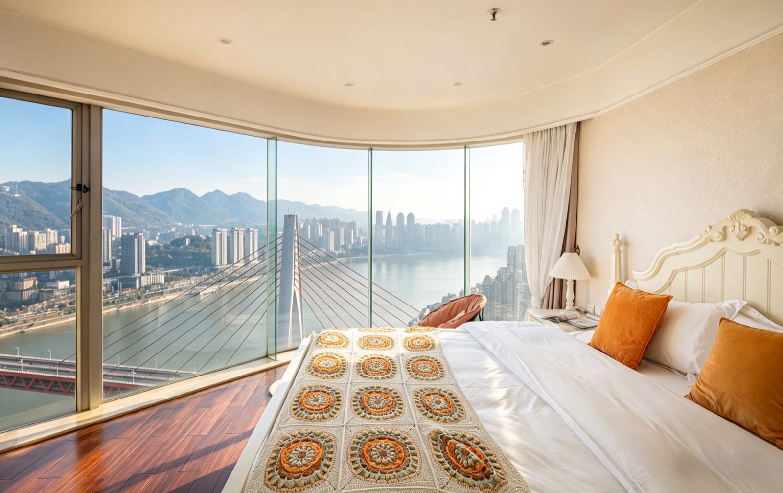 Jiangying suite with sweeping river and bridge views