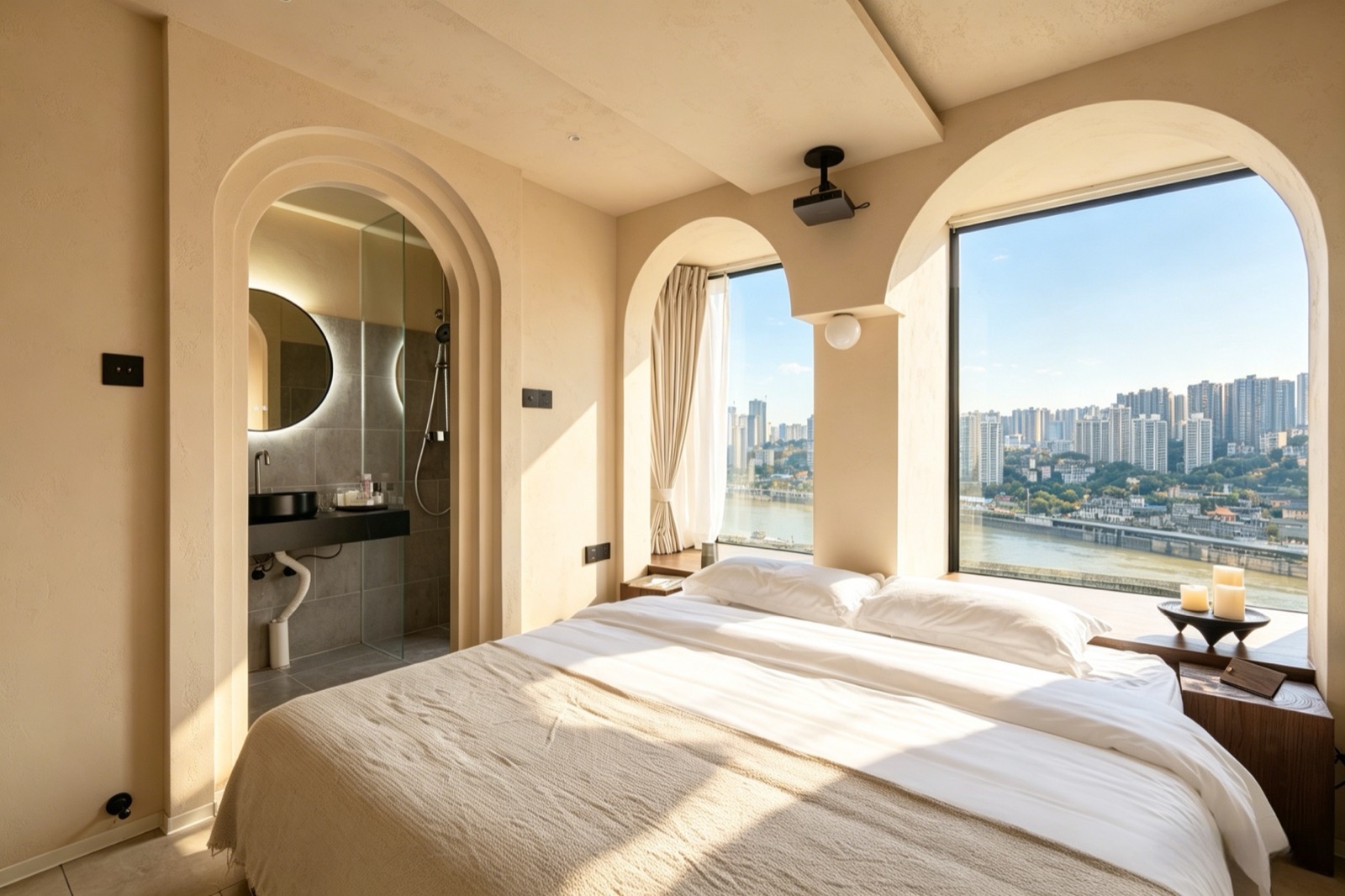 Compact Wudu river-view king room